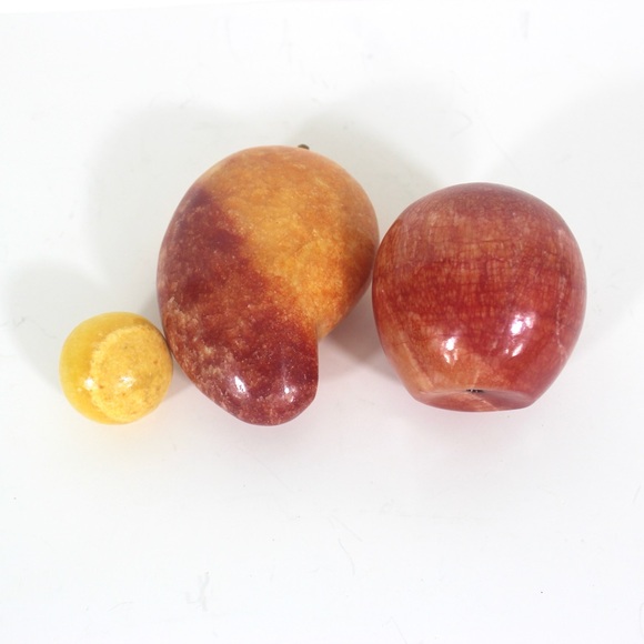 Vintage Summer Fruit Carved from Stone Apple Mango Plum, Set of Three - Picture 5 of 10